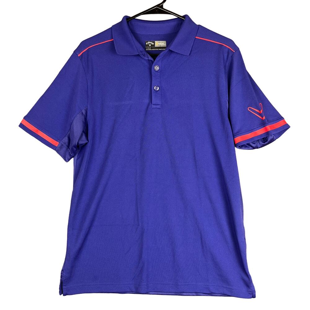Callaway Mens Shirt Purple Polo Golf Opti Dri Athleisure Short Sleeve Stretch S